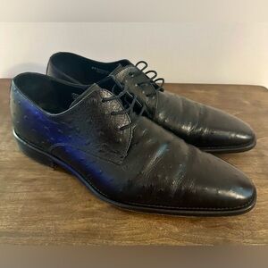 Paul Fredrick Black Full Quill Ostrich Dress Shoes Size 11